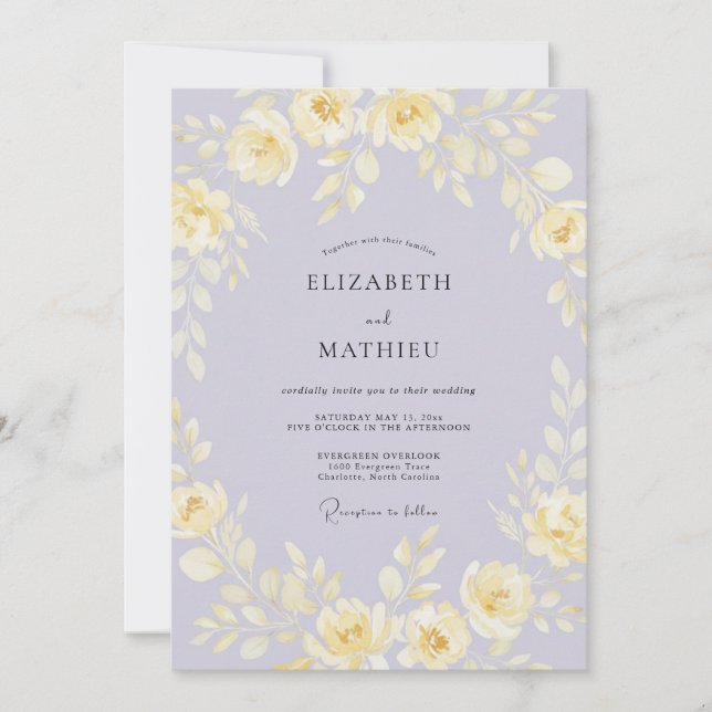 Convites Casamento de Coroa de Perpétua Boho Manteiga (Frente)