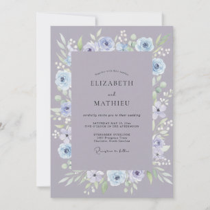Convites Casamento de Coroa de Tons Suaves de Periwinkle e
