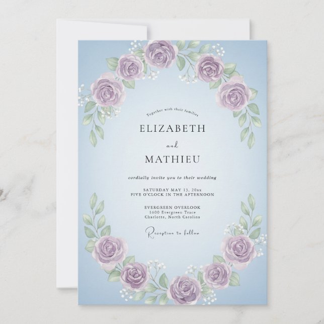 Convites Casamento de Coroa de Vinca Amethyst (Frente)