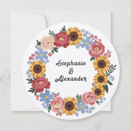 Convites Casamento de Coroa Floral Boho