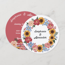 Convites Casamento de Coroa Floral Boho