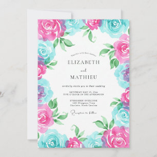 Convites Casamento de Coroa Turquesa Magenta