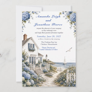 Convites Casamento de Cottage de Hydrangeas na Costa de Cap