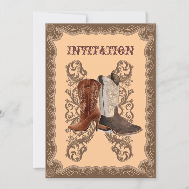 Convites Casamento de cowboy country western rústico (Frente)