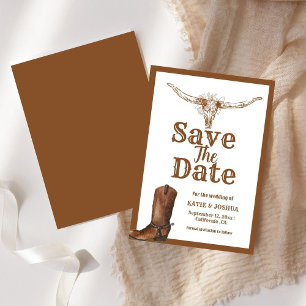Convites Casamento de cowboy ocidental moderno Boho Salve a