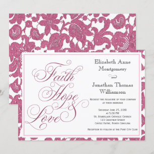 Convites Casamento de Cranberry Lace Faith Hope & Love