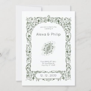 Convites Casamento de Cream Elegant Vintage Indian