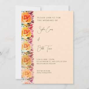 Convites Casamento de Creme de Rosas de Ombre Laranja Moder