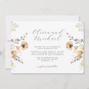 Convites Casamento De Creme E Sage De Flor Selvagem