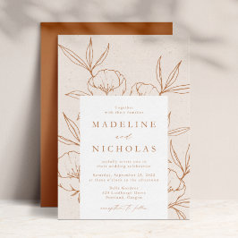 Convites Casamento de Creme Floral Botânico Moderno e Terra