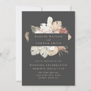 Convites Casamento de Creme Floral de Grau Pampas