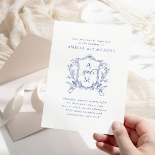 Convites Casamento De Crest De Cornflower Blue Vintage