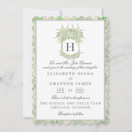 Convites Casamento de Crest de Hydrangea Verde e Branca