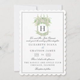 Convites Casamento de Crest de Hydrangea Verde e Branca