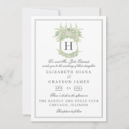 Convites Casamento de Crest de Hydrangea Verde e Branca