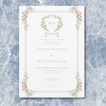 Casamento de Crest de Pastel Azul e Derramado Eleg