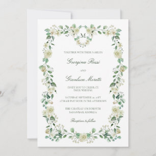 Convites Casamento de Crest e Monogramas com Aquarela Flora