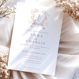 Convites Casamento de Crest Floral de Queda Elegante
