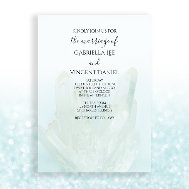 Convites Casamento de Cristais Azuis de Gelo Claro (Set a zen chill tone for your marriage with the serene Ice Blue Crystals Wedding Invitation.)