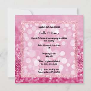 Convites Casamento de Cristais Sparkle Modernos Rosa