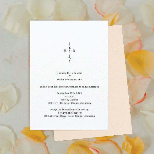 Convites Casamento de Cruz Cristã com Mão Monogramada (Criador carregado)