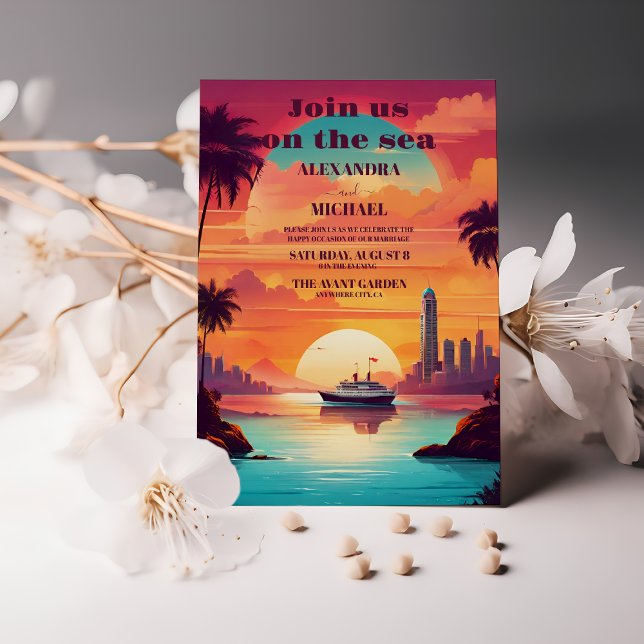 Convites Casamento de Cruzeiros de Praia Costal Seascape (Criador carregado)