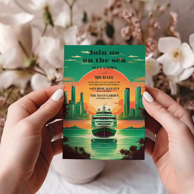 Convites Casamento de Cruzeiros de Praia Tropics Seascape (Criador carregado)