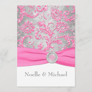 Convites Casamento de Crystal Buckle no inverno - Rosa