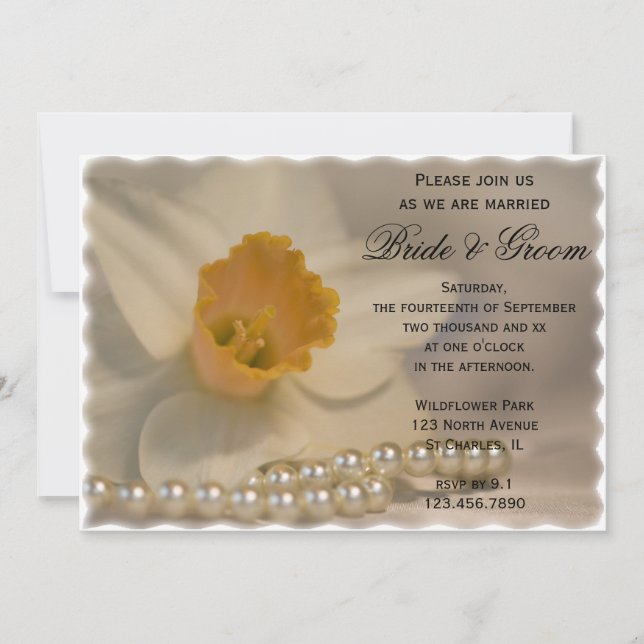 Convites Casamento de Daffodil e Pearls (Frente)