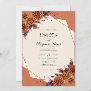 Convites Casamento de Dahlia Ameixa Canela
