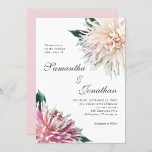 Convites Casamento de Dahlia Rosa, Blush Floral Elegante