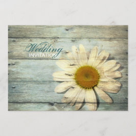 Convites casamento de daisy country com madeira azul pastel