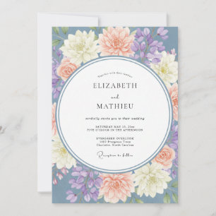 Convites Casamento de Dália Lavanda Slate