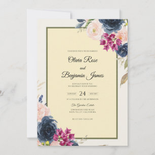 Convites Casamento de Dália Magenta à Meia-Noite