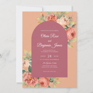 Convites Casamento de Damasco Ameixa Ranunculus Eucalipto