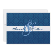 Casamento de Damasco Azul-Marinho e Branco