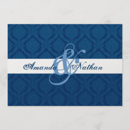 Convites Casamento de Damasco Azul-Marinho e Branco