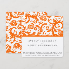 Convites Casamento de Damasco de Terracota Coral Laranja