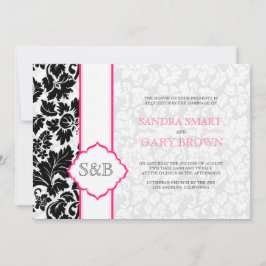 Convites Casamento de Damascos Negros e Brancos Elegantes