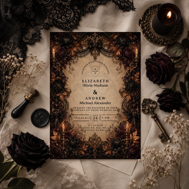 Convites Casamento de Dark Romance no Outono (Criador carregado)