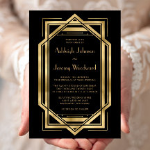 Casamento de Deco da 1920 de Vintagem Dourada Pret