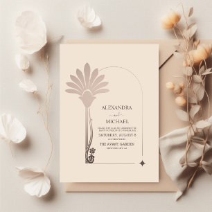 Convites Casamento de Deco de Arte Floral Minimalista Elega