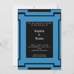 Convites Casamento de Deco de Arte Negra e Azul