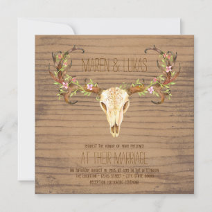 Convites Casamento de Deer Antler Skull no Sudoeste