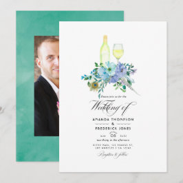 Convites Casamento de Degustação de Vinho Boho Verde-Mint e