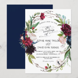 Convites Casamento De Deleito Azul Floral De Delicado