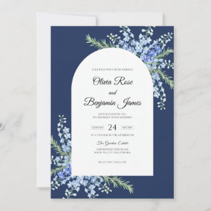 Convites Casamento de Delfínium Eucalipto Periwinkle Meia-N