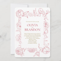 Casamento de Desenho da Linha Floral de Peônia Ver