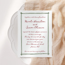 Convites Casamento de Desenho de Mão Branca com Moldura Des