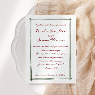 Convites Casamento de Desenho de Mão Branca com Moldura Des